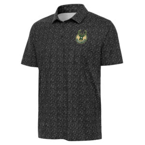 Men's Antigua Black Milwaukee Bucks Figment Polo