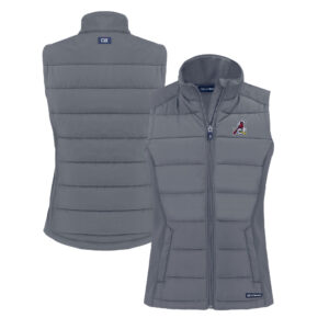 Women's Cutter & Buck  Gray Springfield Cardinals Evoke Hybrid PrimaLoft Eco Softshell Recycled Full-Zip Vest
