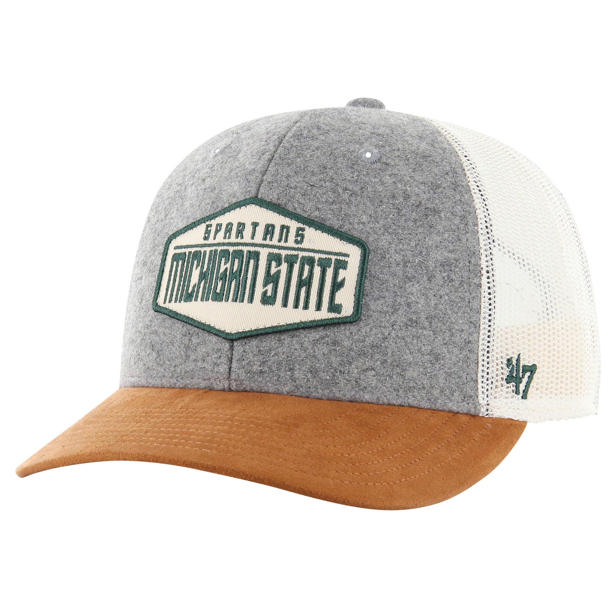 Men's '47 Heather Gray Michigan State Spartans Drover Trucker Adjustable Hat - Image 2