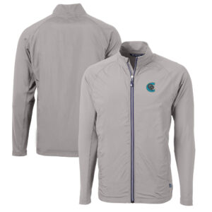 Men's Cutter & Buck  Gray Charlotte Knights Adapt Eco Knit Hybrid Recycled Full-Zip Jacket