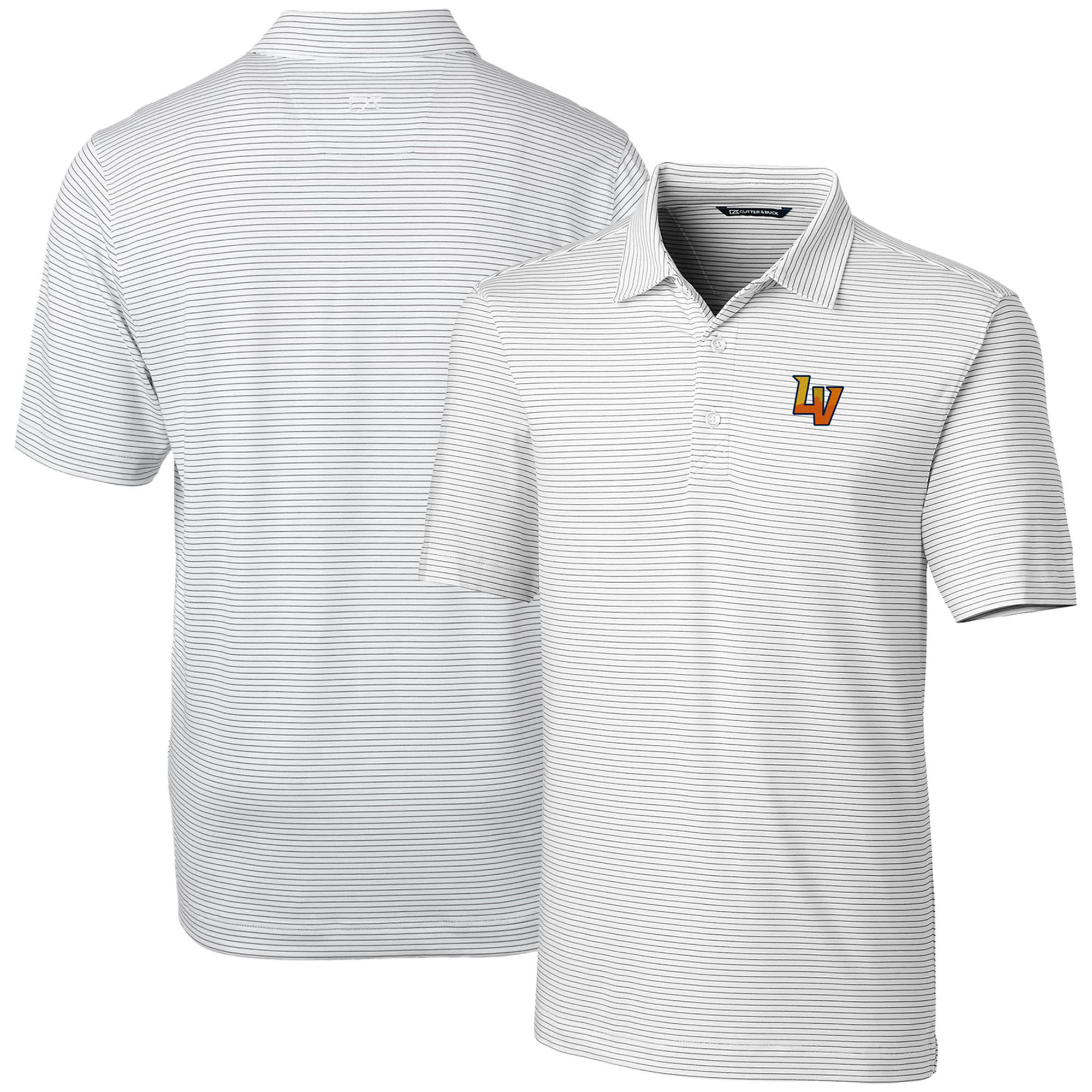 Men's Cutter & Buck White Las Vegas Aviators Forge Pencil Stripe Stretch DryTec Polo