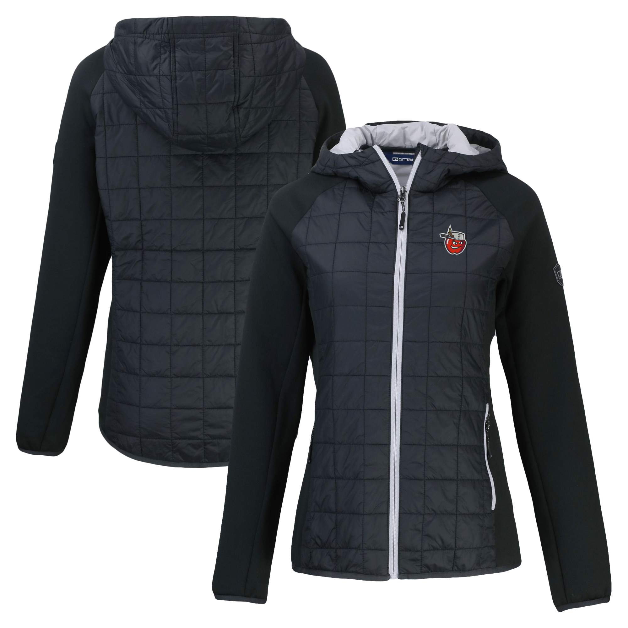 Women's Cutter & Buck Black Fort Wayne TinCaps Rainier Primaloft Eco Raglan Full-Zip Hybrid Jacket
