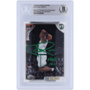 Paul Pierce Boston Celtics Autographed 1998-99 Topps Chrome Green Ink #135 Beckett Fanatics Witnessed Authenticated Rookie Card with "HOF 21" Inscription