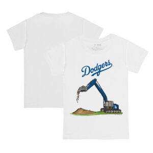 Toddler Tiny Turnip White Los Angeles Dodgers Excavator T-Shirt