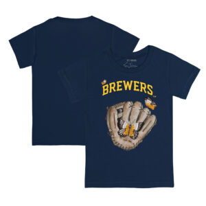 Youth Tiny Turnip Navy Milwaukee Brewers Butterfly Glove T-Shirt