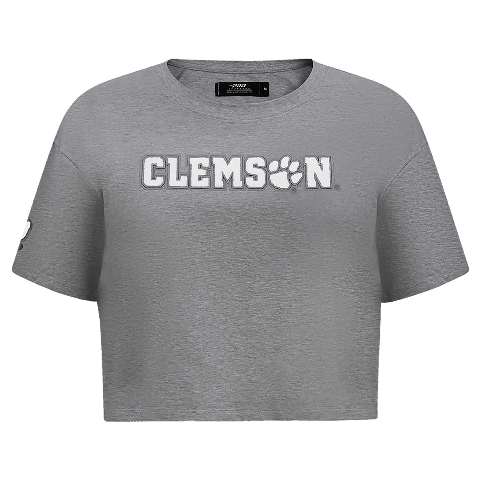 Women's Pro Standard Heather Charcoal Clemson Tigers Tonal Neutral Boxy Cropped T-Shirt - Image 3