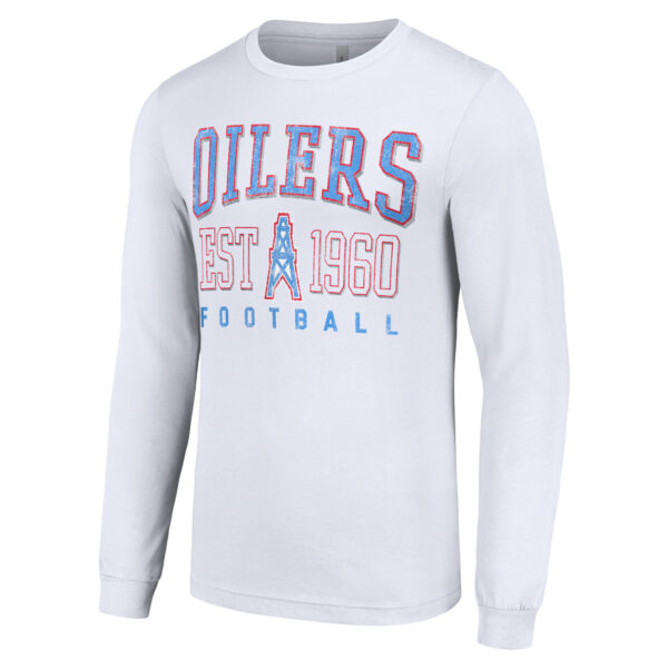 Men's Starter White Houston Oilers Throwback Logo Long Sleeve T-Shirt - Image 3