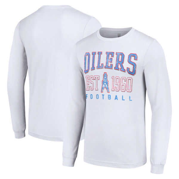 Men's Starter White Houston Oilers Throwback Logo Long Sleeve T-Shirt