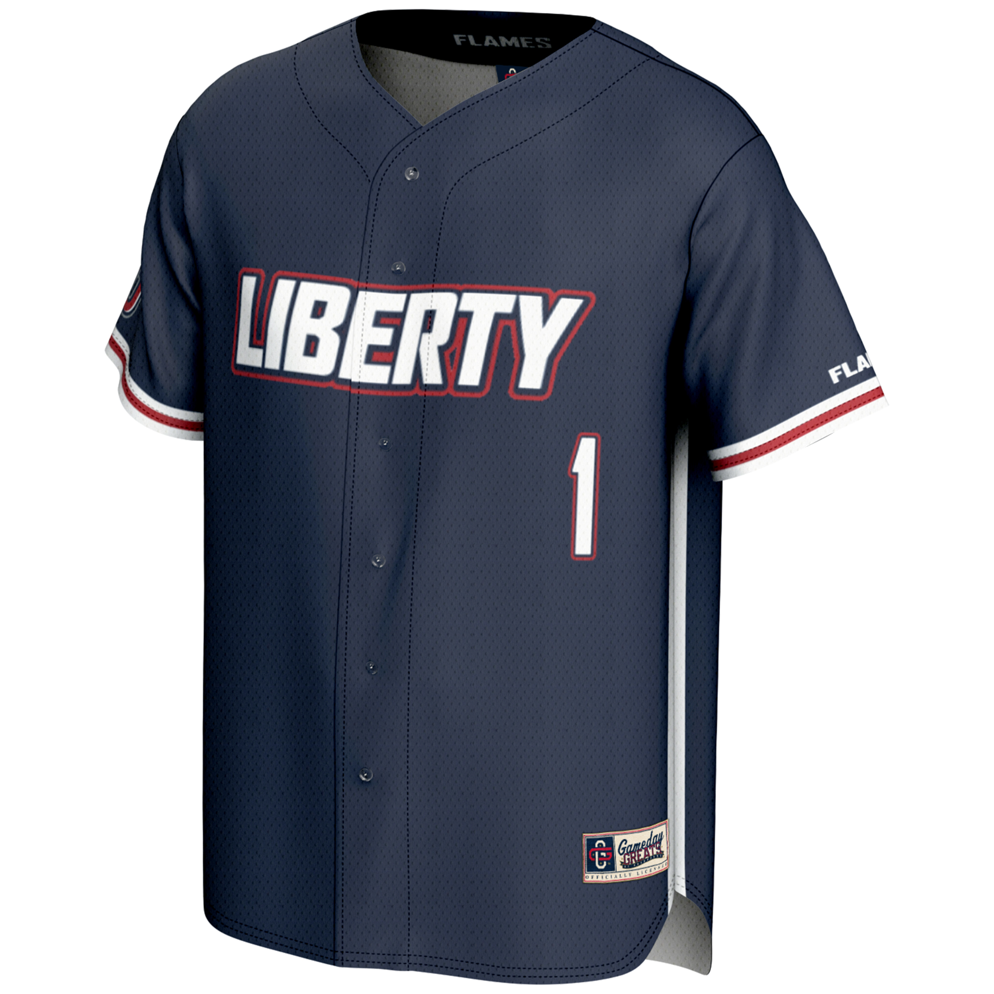 Men's GameDay Greats #1 Navy Liberty Flames Lightweight Baseball Fashion Jersey - Image 3