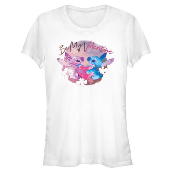 Women's Mad Engine White Lilo and Stitch Valentine's Day T-Shirt