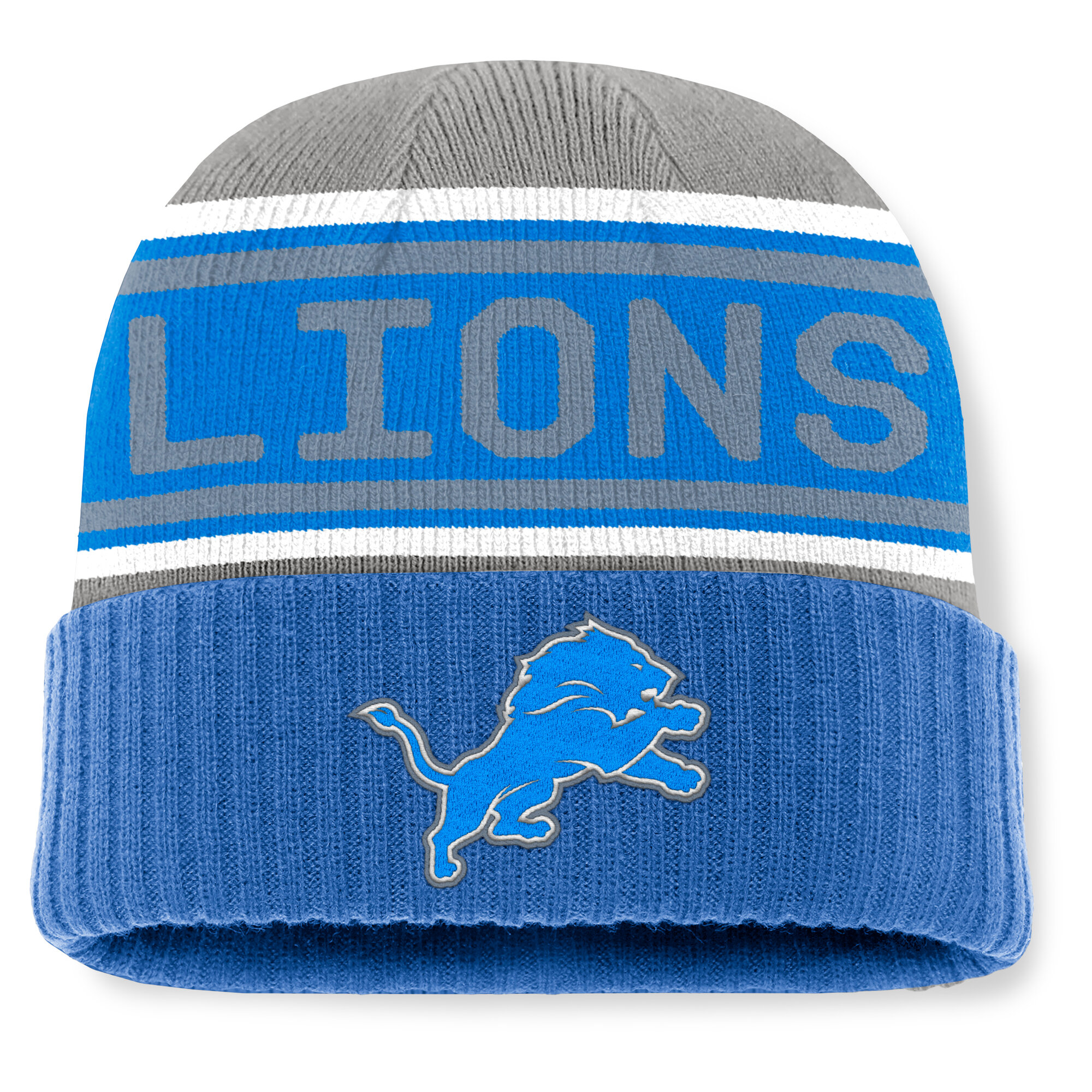 Men's Fanatics Blue/Gray Detroit Lions Cuffed Knit Hat