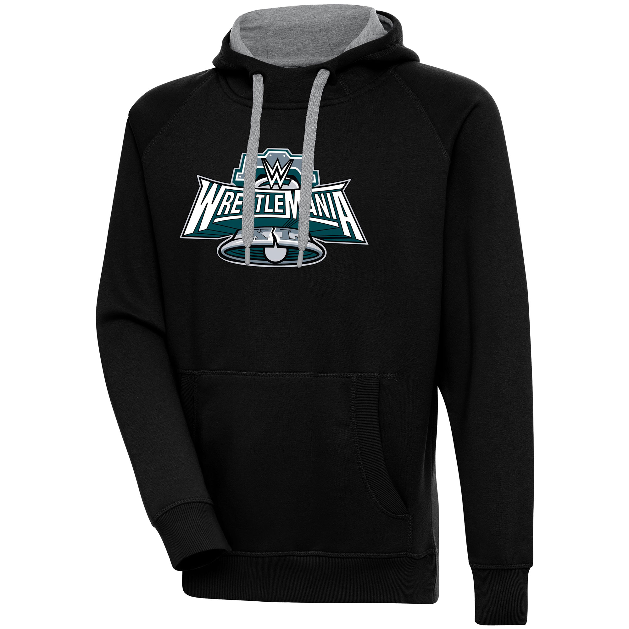 Men's Antigua Black WrestleMania 40 Victory Pullover Hoodie