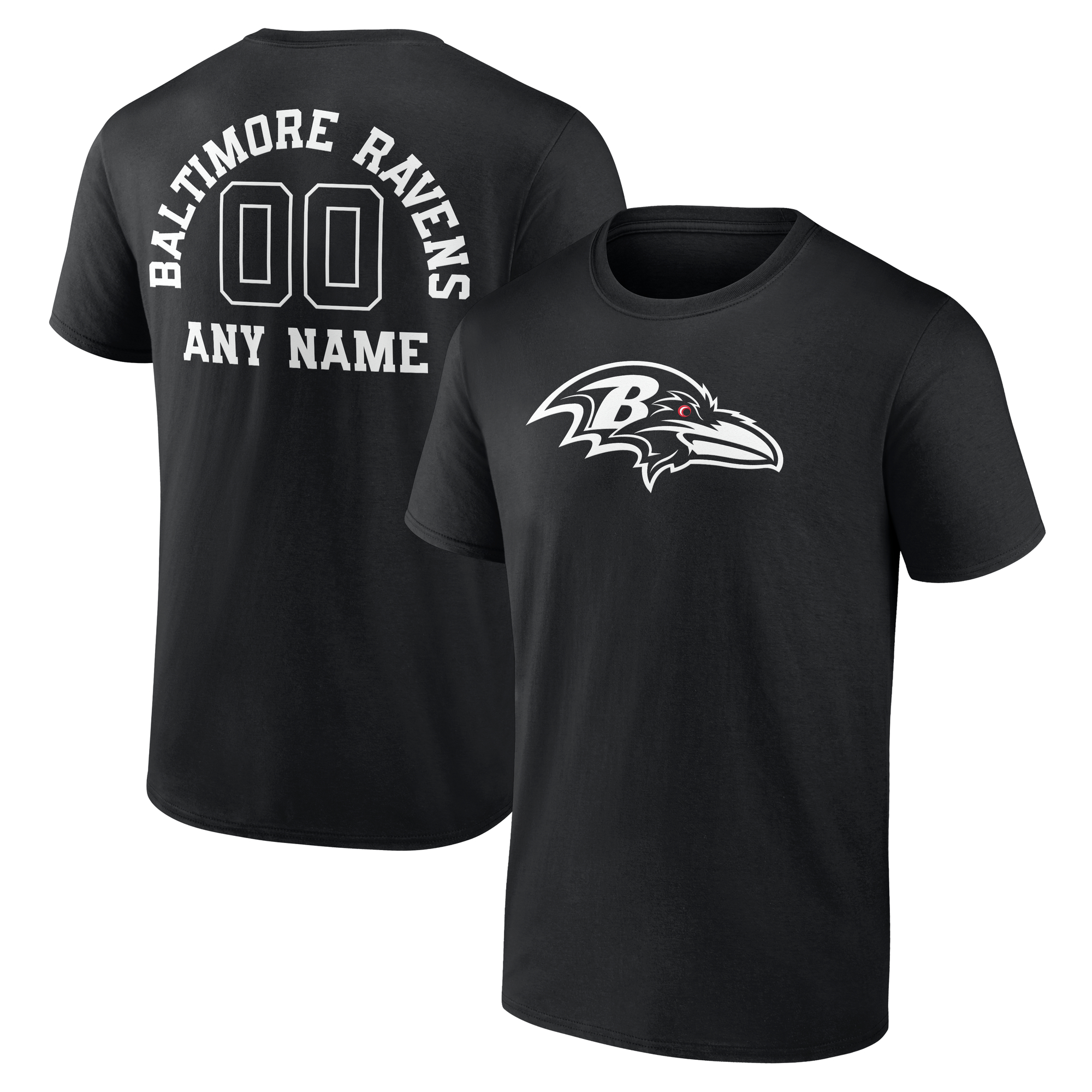 Men's Black Baltimore Ravens Personalized Name & Number Monochrome T-Shirt
