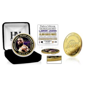 Highland Mint LeBron James Los Angeles Lakers 40,000 Career Points 39mm Gold Mint Coin
