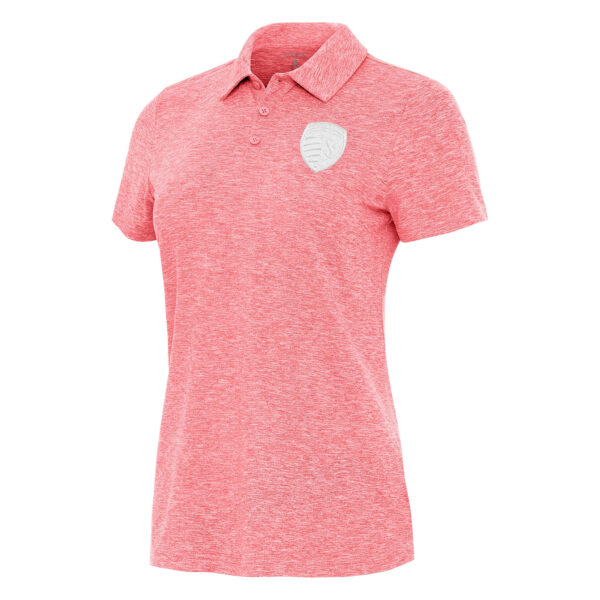 Women's Antigua Pink Sporting Kansas City White Logo Matter Polo