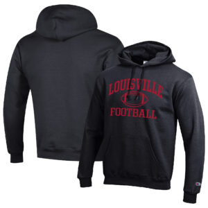 Men's Champion Black Louisville Cardinals Football Icon Pullover Hoodie