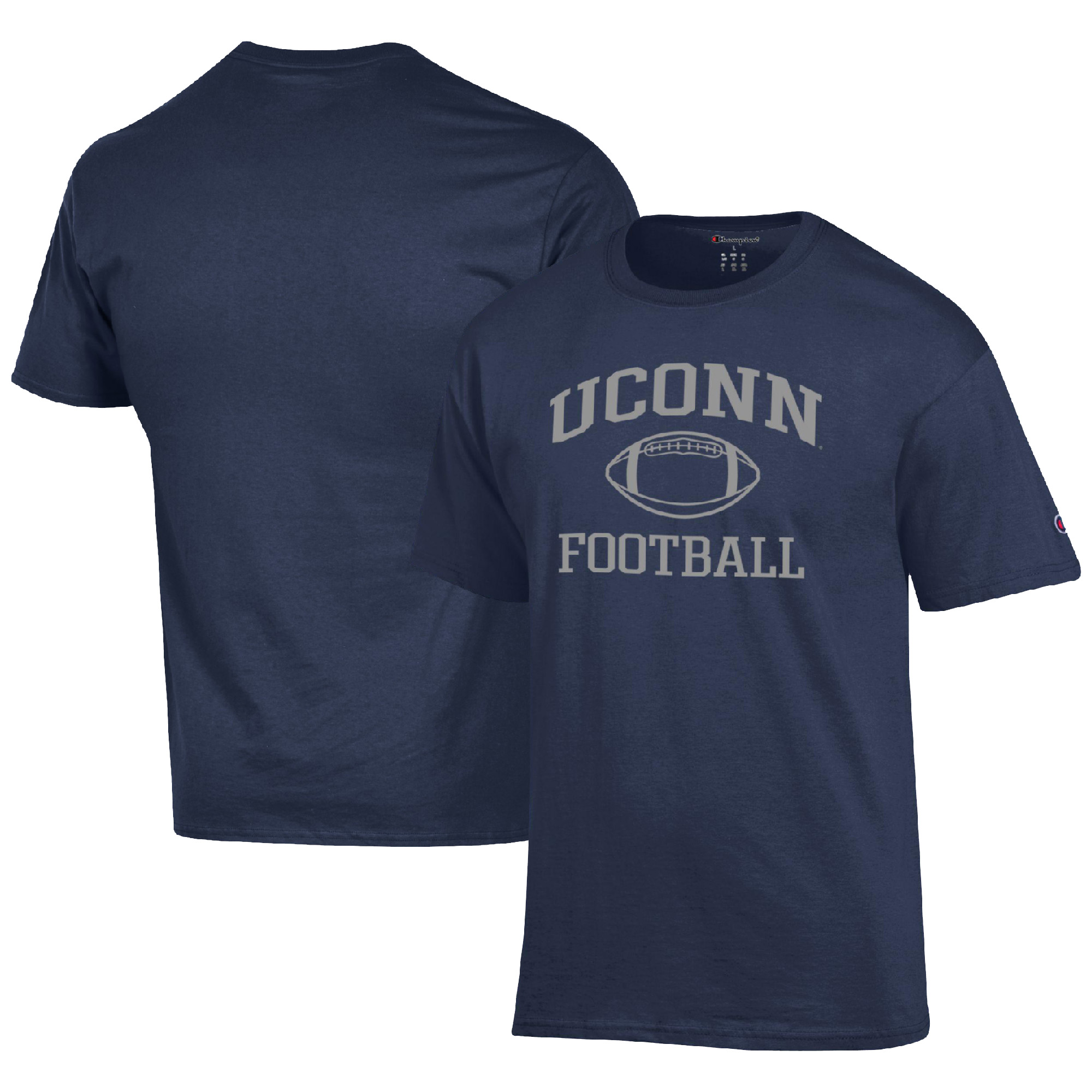 Men's Champion Navy UConn Huskies Football Icon T-Shirt - Image 2