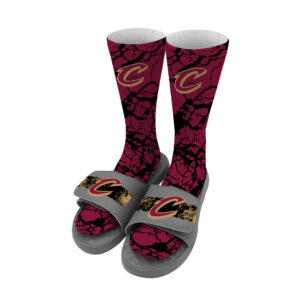 Youth ISlide Cleveland Cavaliers Distressed Socks & Slide Sandals Bundle
