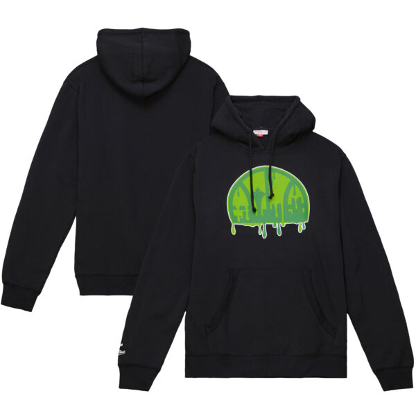 Men's Mitchell & Ness  Black Seattle SuperSonics Slime Drip Pullover Hoodie