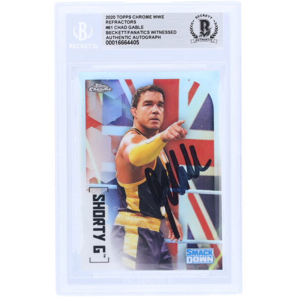 Chad Gable WWE Autographed 2020 Topps Chrome Refractors Black Ink #61 Beckett Fanatics Witnessed Authenticated Card