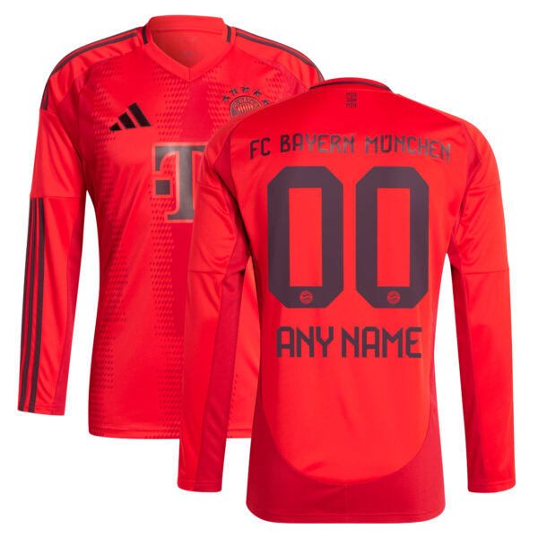 Men's adidas Red Bayern Munich 2024/25 Home Replica Long Sleeve Custom Jersey - Image 5