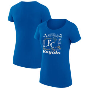 Women's G-III 4Her by Carl Banks Royal Kansas City Royals Collage Team Graphic Crew Neck Fitted T-Shirt