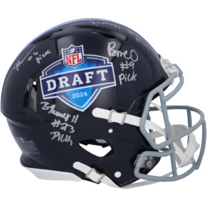 Malik Nabers, Rome Odunze, Brian Thomas Jr. & Xavier Worthy Autographed Riddell Speed Authentic Helmet with "# Pick" Inscriptions - Limited Edition of 5
