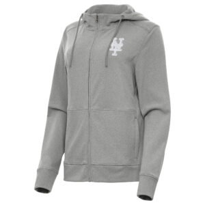 Women's Antigua Heather Gray New York Mets Seeker Full-Zip Hoodie Jacket