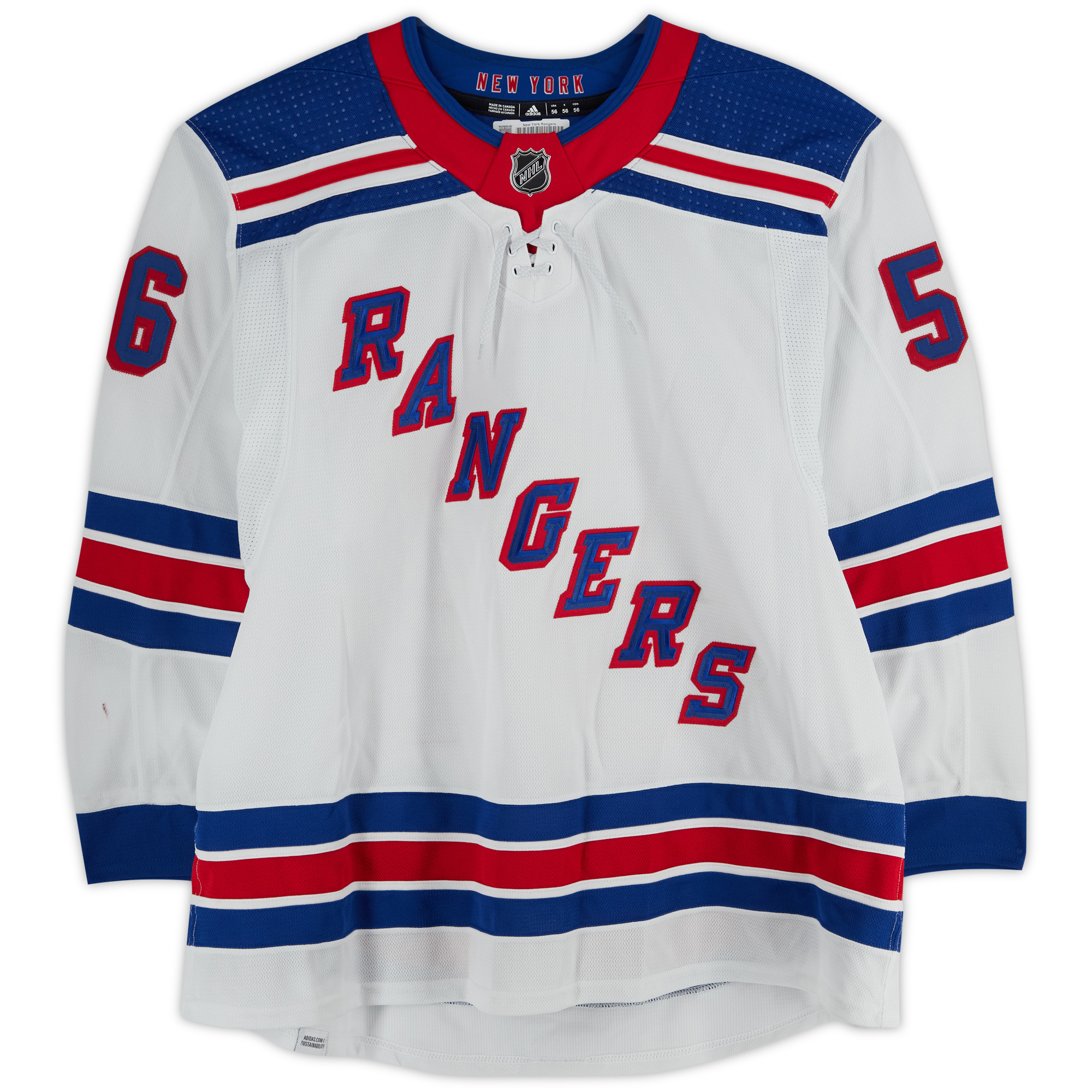 Erik Gustafsson New York Rangers Game-Used #56 White adidas Jersey Worn During the Eastern Conference Finals of the 2024 Stanley Cup Playoffs vs. Florida Panthers - Image 4