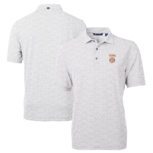 Men's Cutter & Buck Gray Texas Longhorns SEC Virtue Eco Pique Botanical Print Recycled Polo