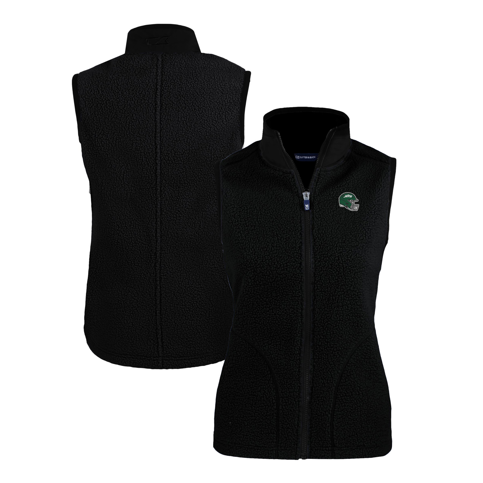 Women's Cutter & Buck Black New York Jets Helmet Cascade Eco Sherpa Fleece Full-Zip Vest - Image 5