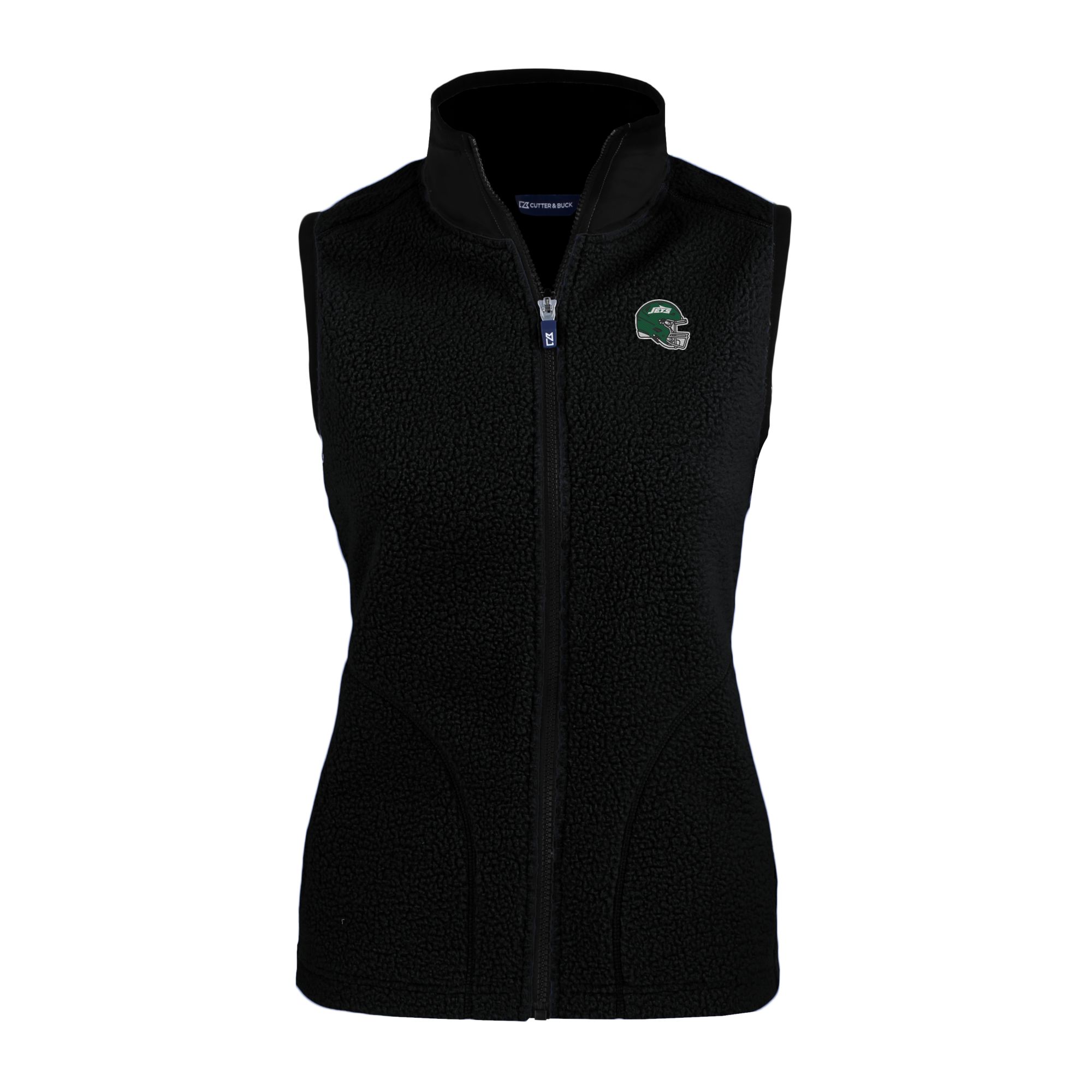 Women's Cutter & Buck Black New York Jets Helmet Cascade Eco Sherpa Fleece Full-Zip Vest - Image 3