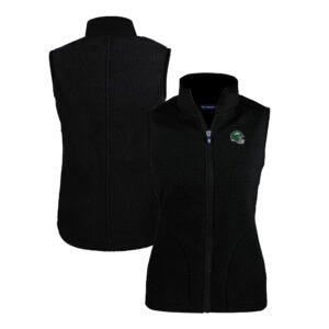 Women's Cutter & Buck  Black New York Jets Helmet Cascade Eco Sherpa Fleece Full-Zip Vest