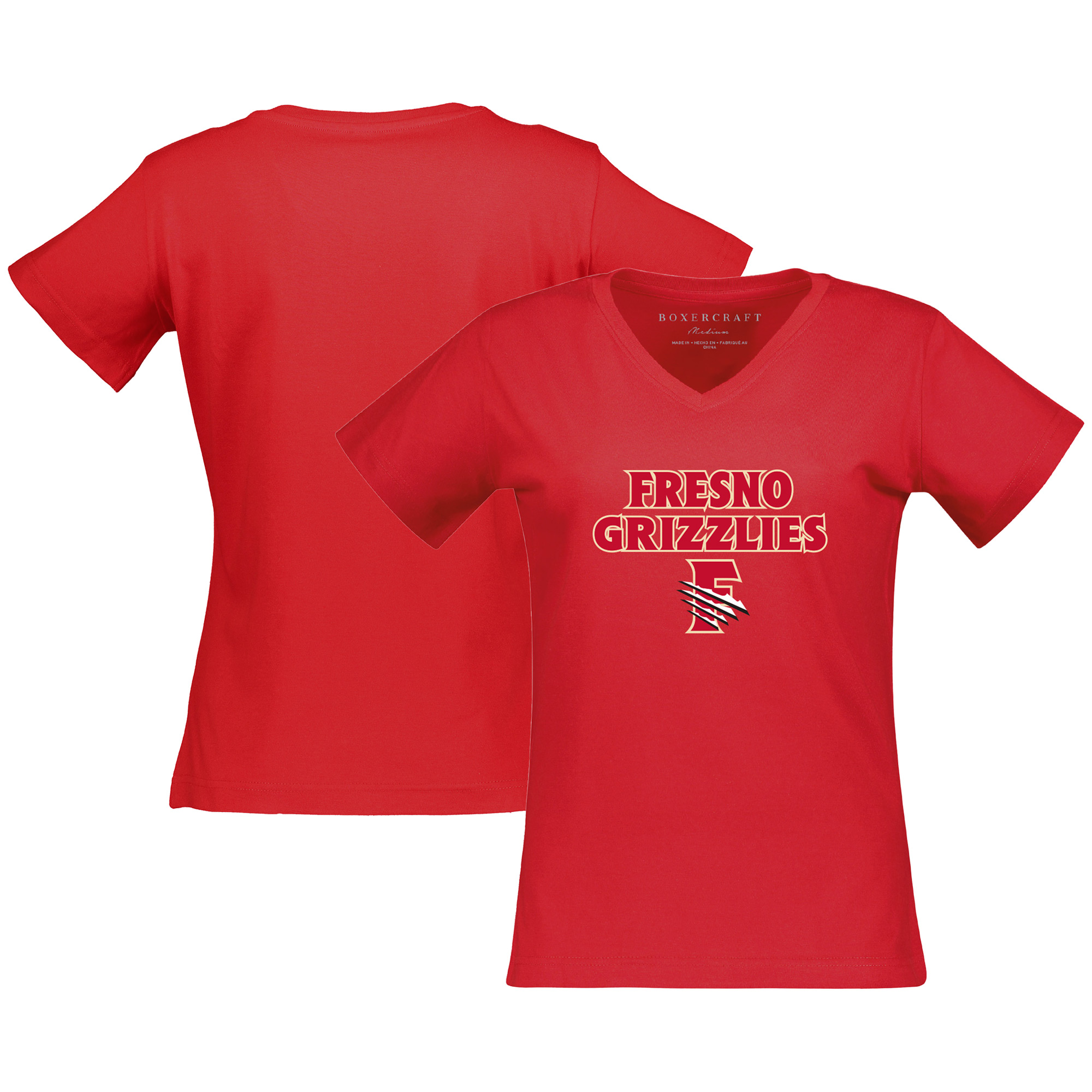 Women's Red Fresno Grizzlies Essential V-Neck T-Shirt