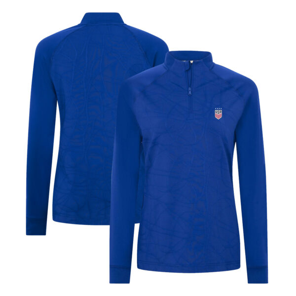 Women's Levelwear Royal USWNT Amethyst Quarter-Zip Pullover Top