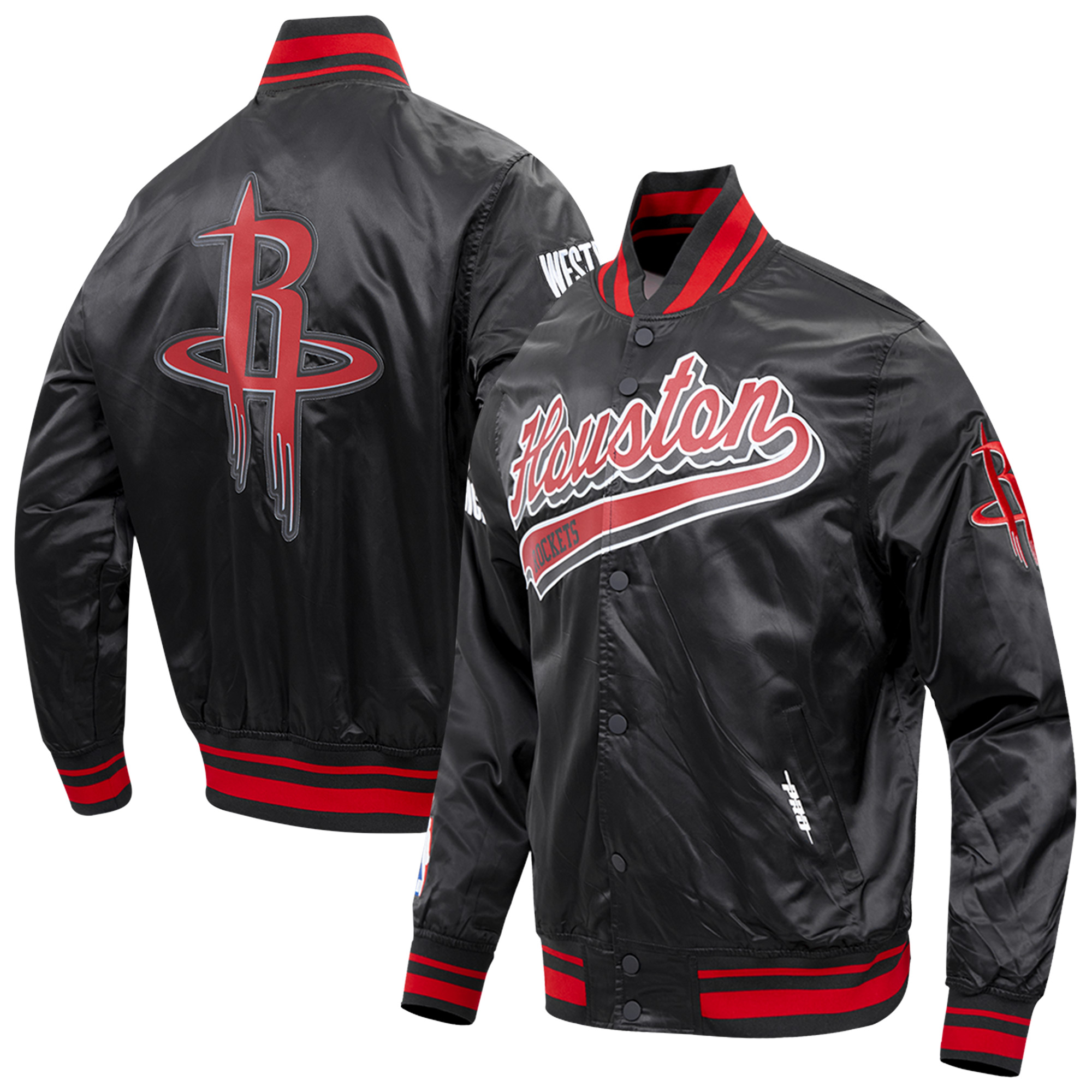 Men's Pro Standard Black Houston Rockets Script Tail Satin Full-Snap Jacket - Image 9