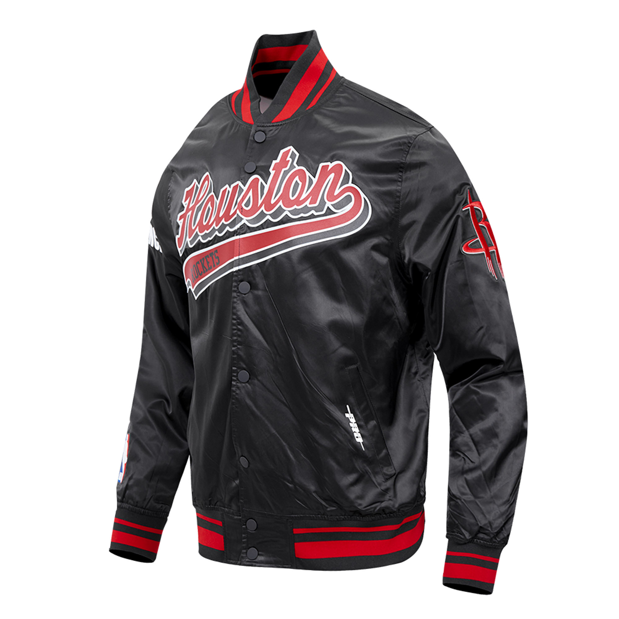 Men's Pro Standard Black Houston Rockets Script Tail Satin Full-Snap Jacket - Image 3