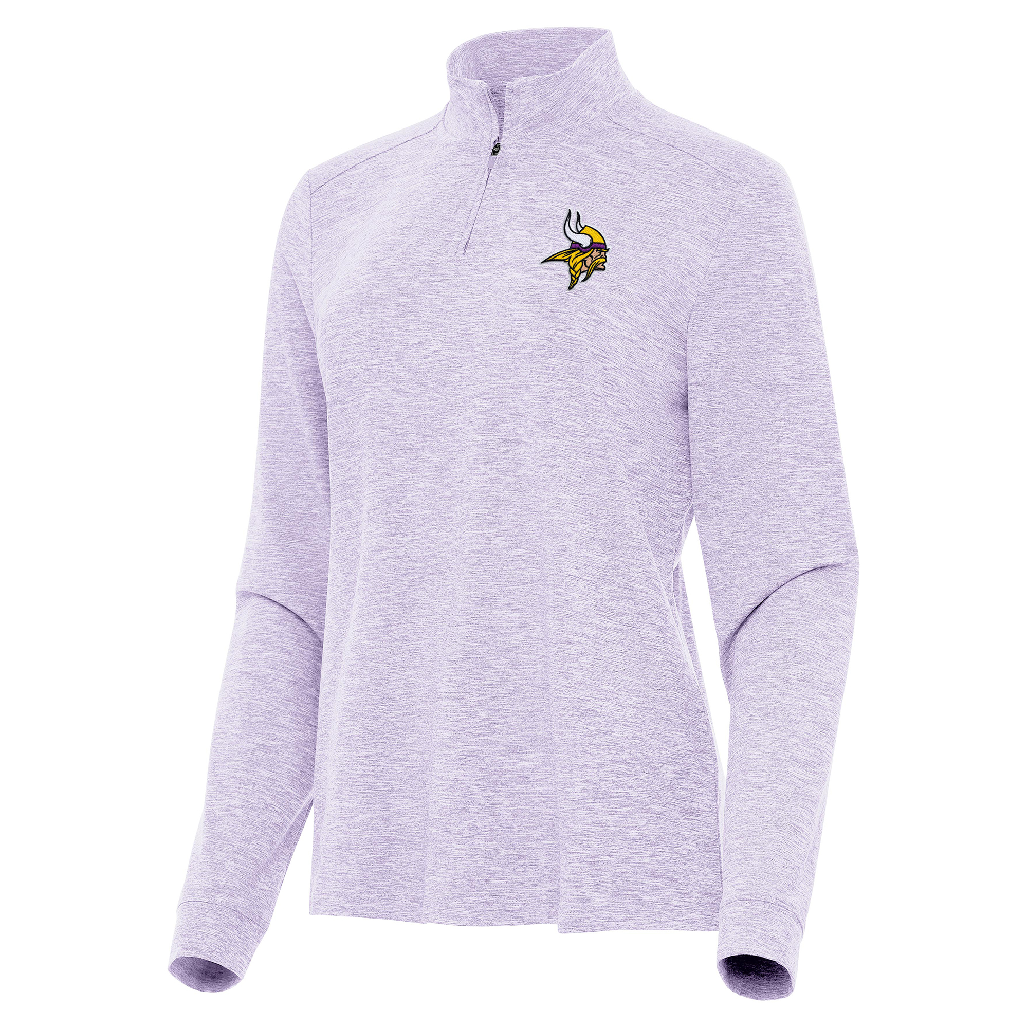 Women's Antigua Heather Purple Minnesota Vikings Mentor Quarter-Zip Jacket