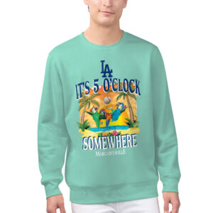 Men's Margaritaville Mint Los Angeles Dodgers Five O'Clock Graphic Pullover Sweatshirt