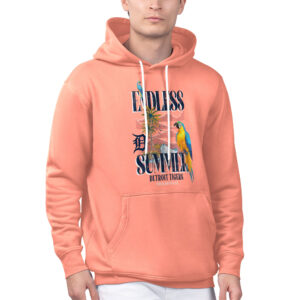 Men's Margaritaville Coral Detroit Tigers Endless Summer Parrot Graphic Pullover Hoodie