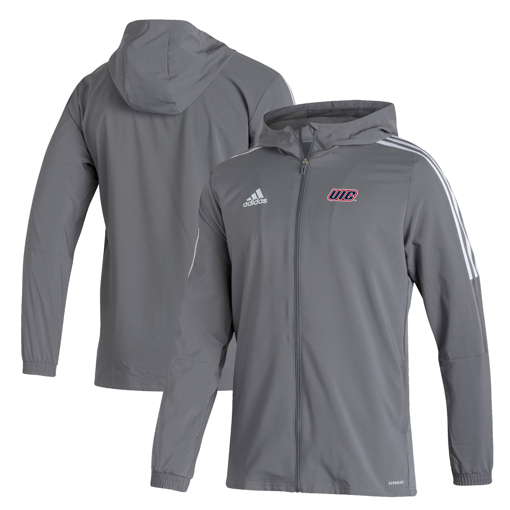 Men's adidas Gray UIC Flames Tiro 21 AEROREADY Full-Zip Hoodie Windbreaker Jacket
