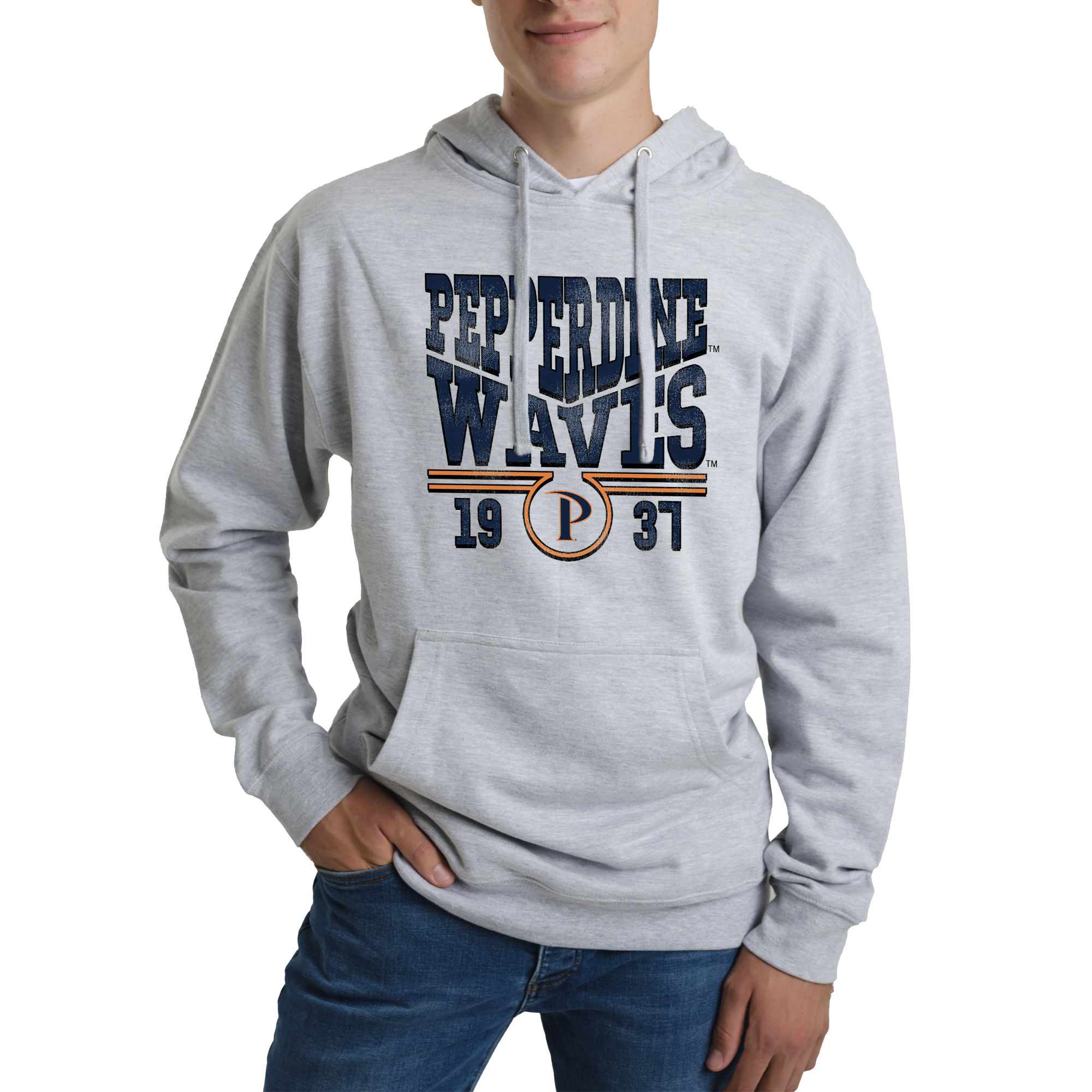 Unisex Uscape Apparel Heather Gray Pepperdine Waves Standard Pullover Hoodie