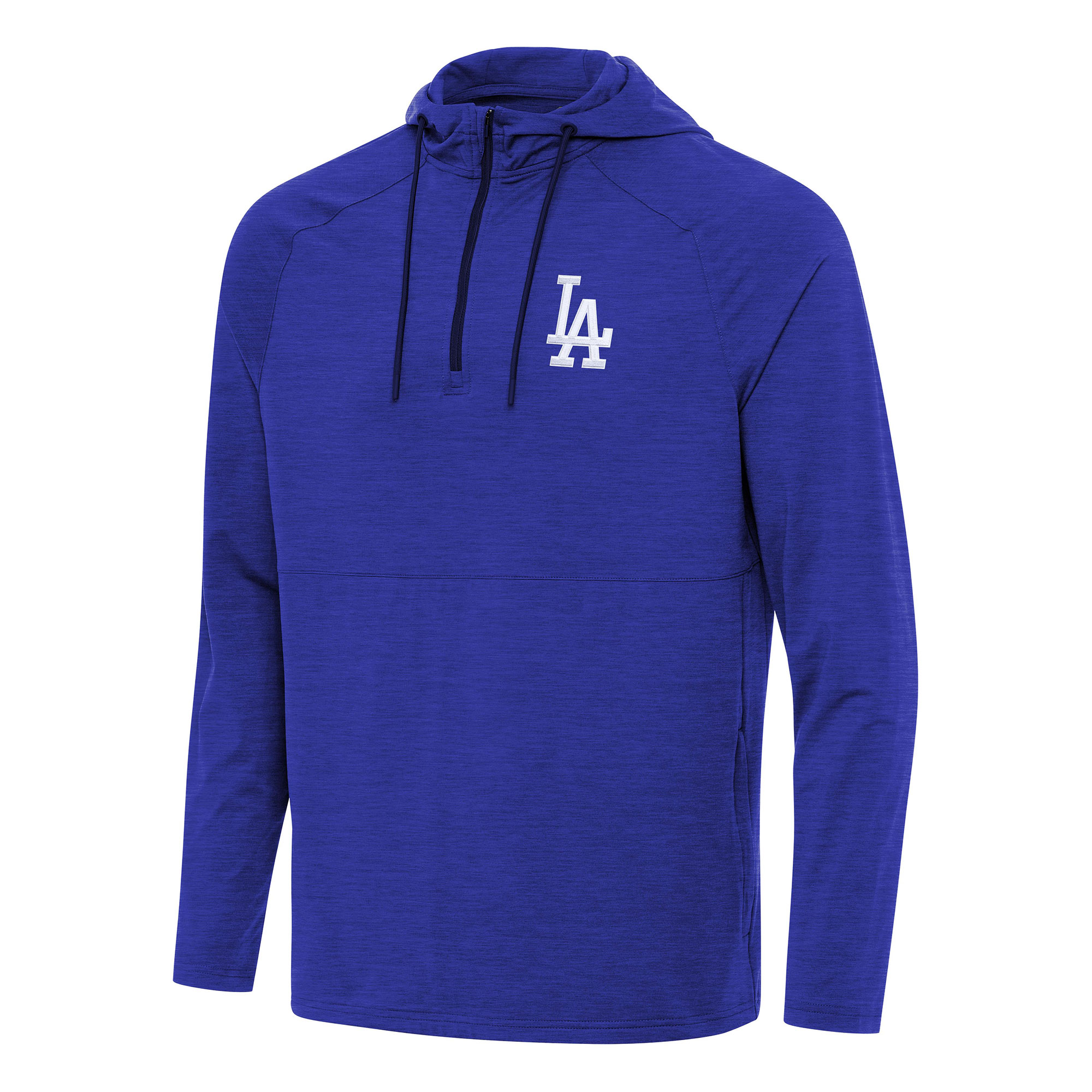 Men's Antigua Heather Royal Los Angeles Dodgers Spikes Quarter-Zip Pullover Hoodie