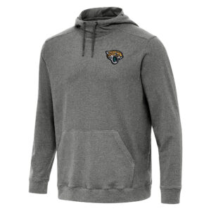 Men's Antigua Heather Black Jacksonville Jaguars Cloud Pullover Hoodie