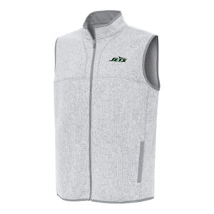 Men's Antigua  Heather Gray New York Jets Fortune Full-Zip Vest