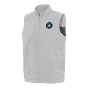 Men's Antigua Gray Charlotte FC Brisk Full-Zip Vest