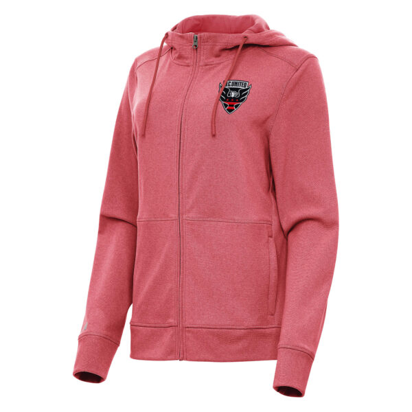 Women's Antigua Heather Red D.C. United Seeker Full-Zip Hoodie
