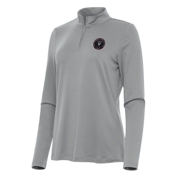 Women's Antigua Gray Inter Miami CF Reprocess Quarter-Zip Jacket