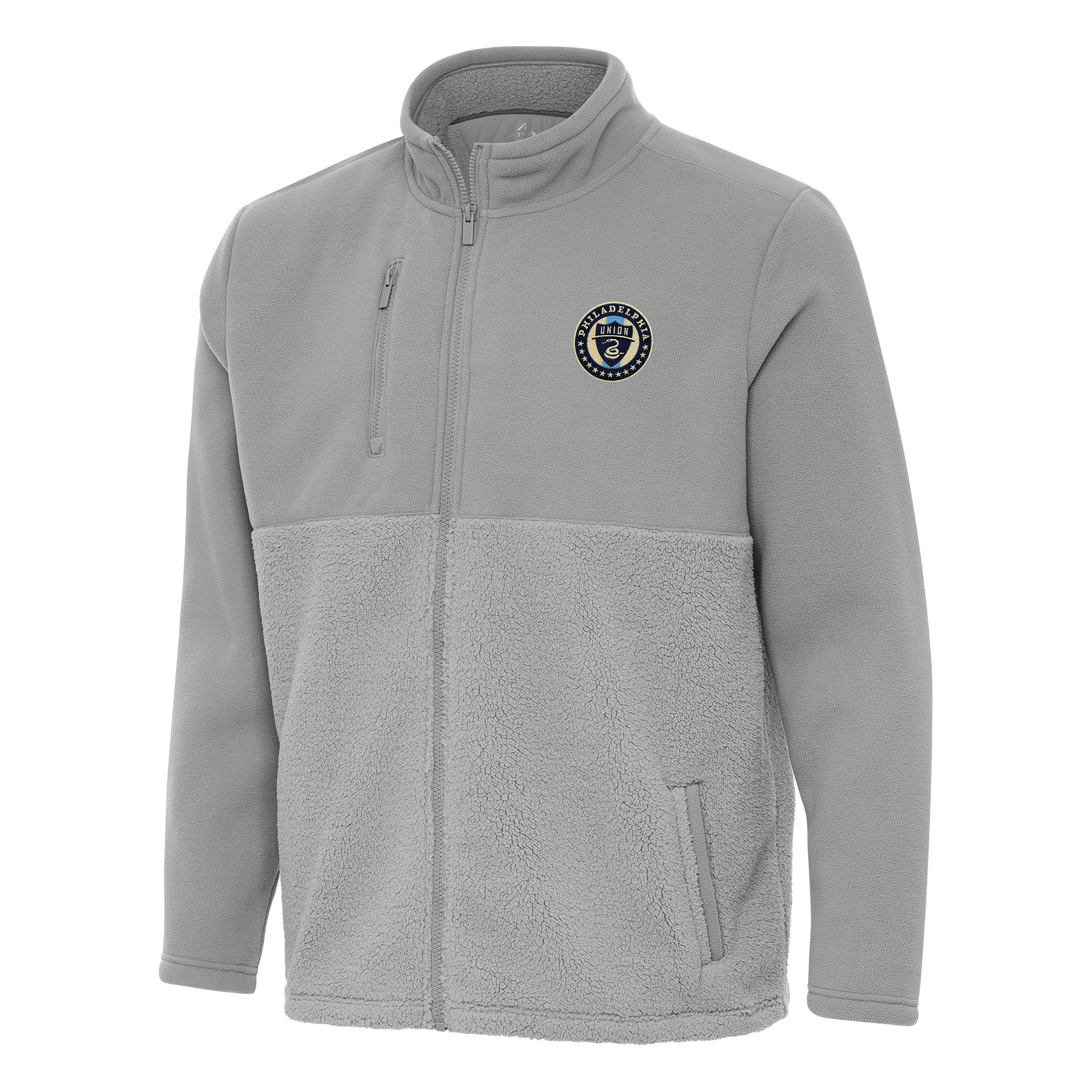 Men's Antigua Gray Philadelphia Union Daily Fused Full-Zip Jacket