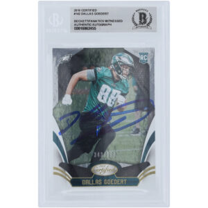 Dallas Goedert Philadelphia Eagles Autographed 2018 Panini Certified #142 #/999 Beckett Fanatics Witnessed Authenticated Rookie Card